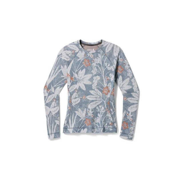 Smartwool Women's Classic Thermal Merino Base Layer Crew Winter Sky Floral 